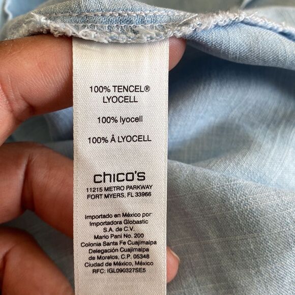 Chico’s Basic Chambray Light Wash Button Up Shirt Size … - Picture 11 of 13
